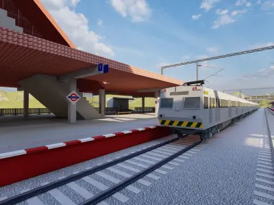 Train Station 3D Model-Realistic Train Station Scene 3D model