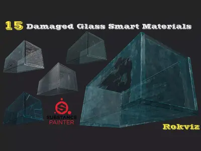 15 Damaged Glass Smart Materials and PBR textures Texture
