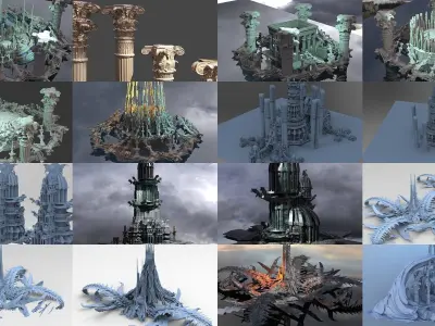 Ancient Greek Arena Temple Collection 3D Model Pack