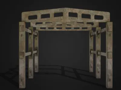 Abandoned Parts Of Hangar Low-poly 3D model