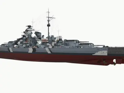  Bismarck Kriegsmarine Warship with Optical Illusion Paint 1941 Gray Rigged 