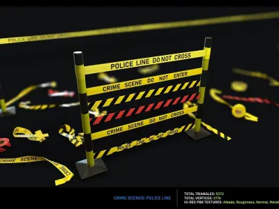 Crime Scenes - Police Line Low-poly 3D model