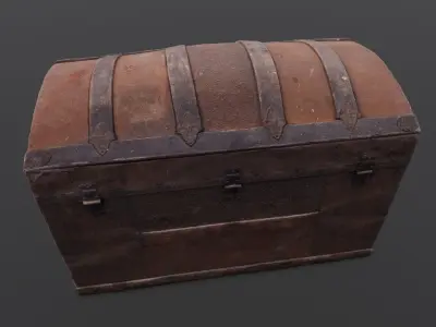 Wooden Trunk Box Low-poly 3D model