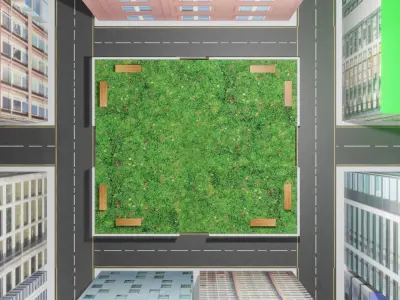 3D Small City Low-poly 3D model