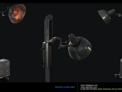 Retro Medical Floor Lamp Low-poly 3D model