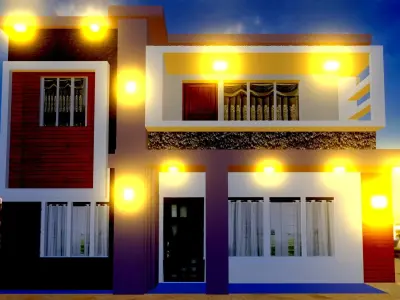 3d animated house with interior desings 3D model