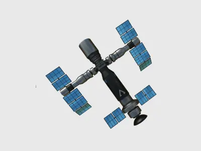 Satellite F05 Steel Blue - SciFi Space Design Low-poly 3D model