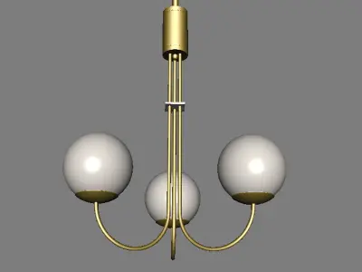 Light-02 pendant light with three balls hanging from it Low-poly 3D model