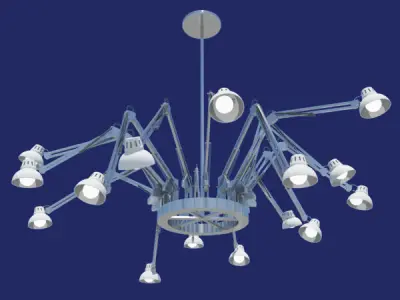 Steel and White Hanging Chandelier Desk Lamp 3D model
