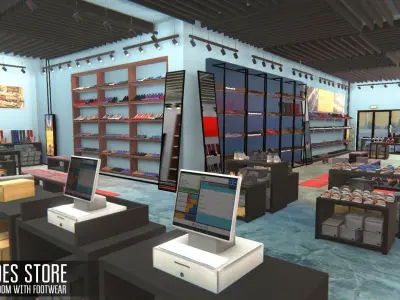 Shoes store - showroom with footwear Low-poly 3D model