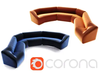 Realistic modern sofa 3D model