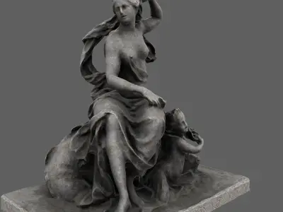 statue of woman on rock 3D model