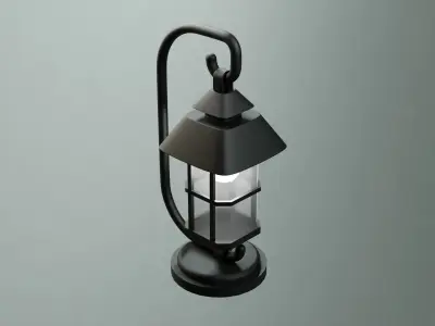 Road Side Street Metal lamp Light Low-poly 3D model