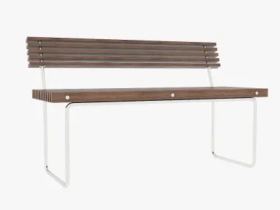 Wooden street bench 3D model purchase