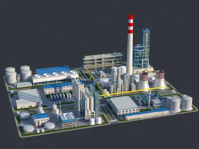Huge Refinery  3D model purchase