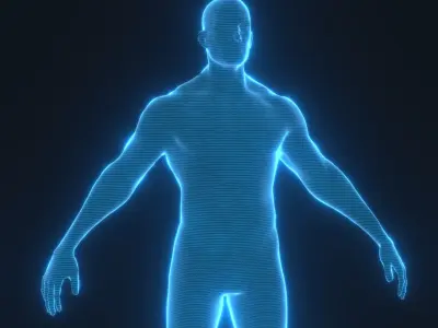 Human Hologram Male and Female 3D Model Low-poly 3D model