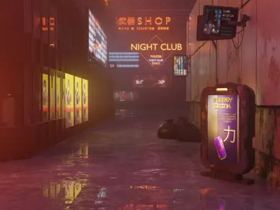 Neon SciFi Cyberpunk Signs 3D model