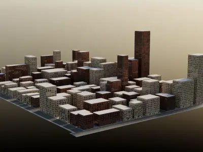 sample city modular package Low-poly 3D model