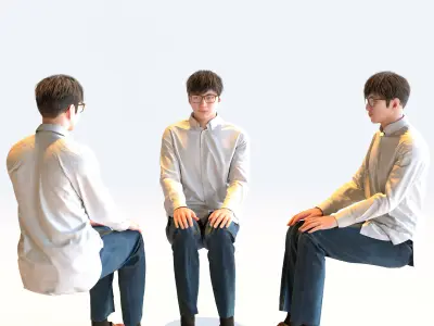 Posed Asian Casual Man - 5 Pack 2 - C1-M2E 3D model