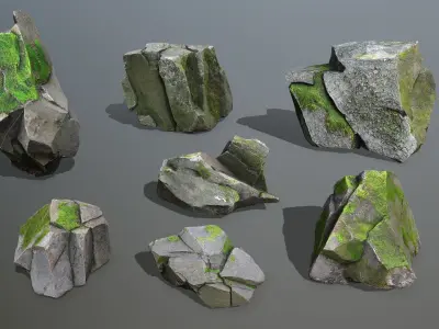 Rock Set Low-poly 3D model 46