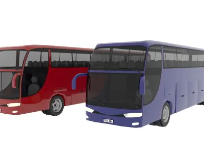 TRAVEL BUS PACK Low-poly 3D model