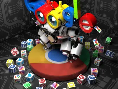 Google App Robot 3D Model Low-poly 3D model