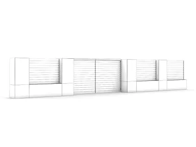 Concrete Fence with Gate 04 3D model
