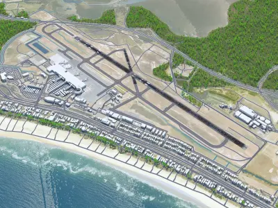 Gold Coast Airport 8km Low-poly 3D model