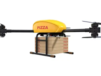 Pizza Drone Delivery Tricopter 3D model