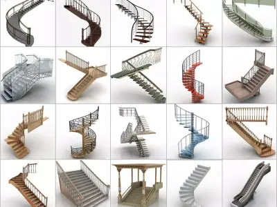 High Quality 100 Stair Collection 3D model