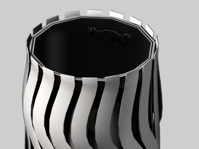Aluminum circular cage type trash can Low-poly 3D model