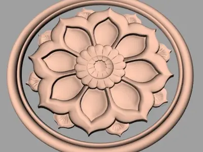 Bed door flower 3D relief STL model for CNC engraving E534 3D model