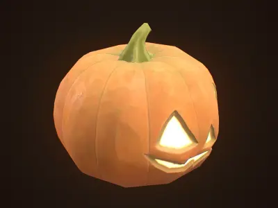 Stylized Halloween Pumpkin - Game Ready Jack-o-Lantern Low-poly 3D model