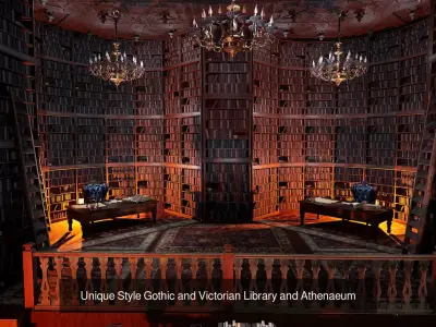 Gothic Fantasy Victorian Library Collection 3D Model Pack