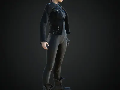 Rigged Man Cyberpunk Character Low-poly 3D model