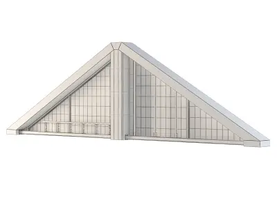 Factory Front Wall Triangle with Windows 3D model
