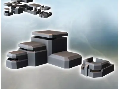 Large reinforced concrete blockhouse bunker fortification with m 3D print model