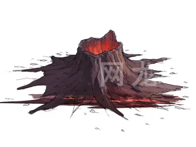Game model - volcanic tree-like magma mouth 3D model