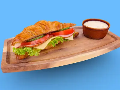 Croissant with Ham Tomato Cucumber and Greens obj gltf usdz 3D model