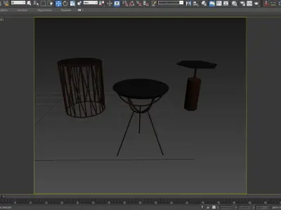 3D TABLE MODEL X 3 three gold and side tables 3D model