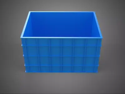 WATER FISH BLUE PLASTIC BOX CRATE CONTAINER STORAGE RACK TANK 3D model