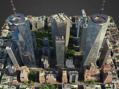 Realistic Square city S1 Low-poly 3D model