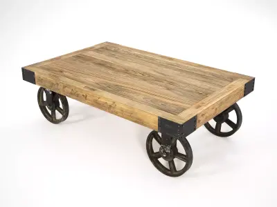 Industrial Cart Coffee Table 3D model