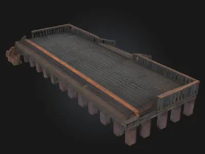 Rusty Metal Platform  Weathered Industrial Base 3D model