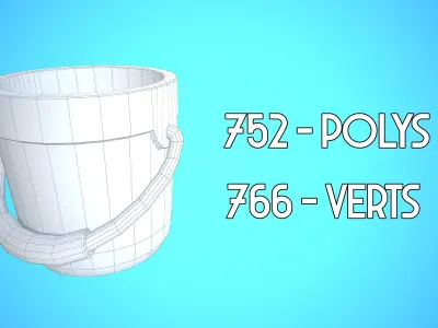 BUCKET CARTOON STYLIZED Low-poly 3D model