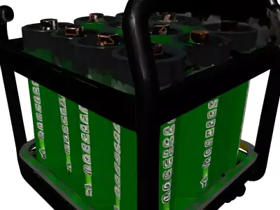 Industrial Battery Pack Storage Trolley Low-poly 3D model