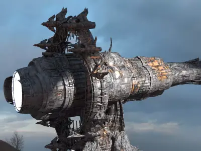 Prometheus inspired alien cigar ship 3D model