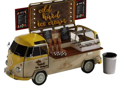 FoodTruck yellow cold ice cream 3D model
