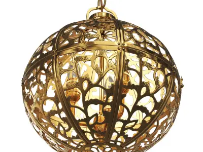 Japanese brass chandelier 3D model
