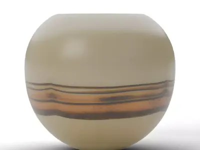 Hand Blown Frosted Art Glass Vase with Multi Color Stripe Low-poly 3D model